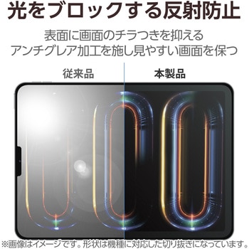 13インチ iPad Pro ( M4 ) 2024年 ガラスフィルム ケント紙タイプ アンチグレア 貼り付けツール付 指紋防止 エレコム
