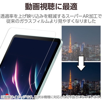 iPad mini(A17 Pro)/第6世代 8.3インチ ガラスフィルム 高透明 光反射軽減 ブルーライトカット 貼付ツール エレコム