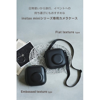 チェキケース instax miniシリーズ対応 カメラケース 写真収納ポケット付き ストラップ付 エレコム