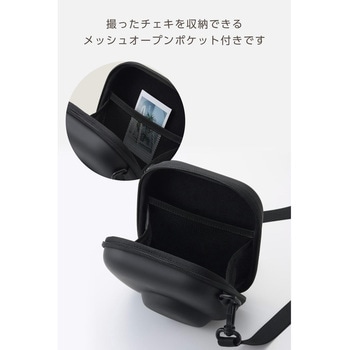 チェキケース instax miniシリーズ対応 カメラケース 写真収納ポケット付き ストラップ付 エレコム