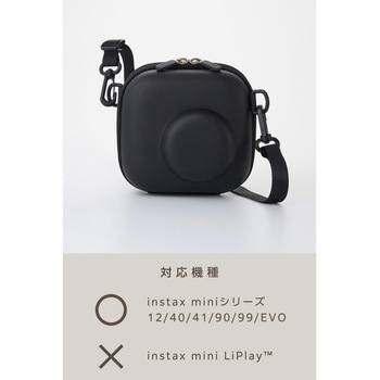 チェキケース instax miniシリーズ対応 カメラケース 写真収納ポケット付き ストラップ付 エレコム