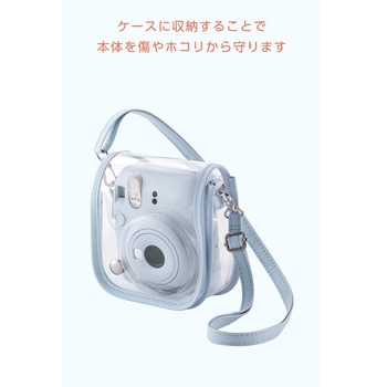 チェキケース instax mini 12専用 クリア カメラケース マグネット式フラップ ストラップ付 エレコム