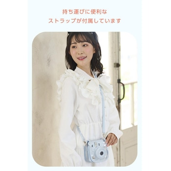 チェキケース instax mini 12専用 クリア カメラケース マグネット式フラップ ストラップ付 エレコム