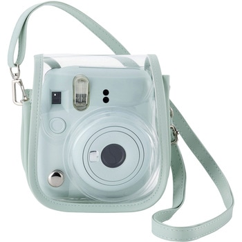 チェキケース instax mini 12専用 クリア カメラケース マグネット式フラップ ストラップ付 エレコム