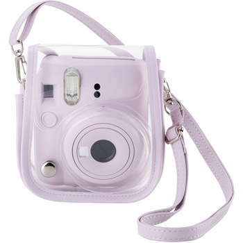 チェキケース instax mini 12専用 クリア カメラケース マグネット式フラップ ストラップ付 エレコム