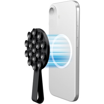 スマホホルダー 吸盤 MagSafe対応 iPhone用 落下防止バンド付 強力固定 動画視聴 自撮り 壁鏡ガラス貼付 - エレコム