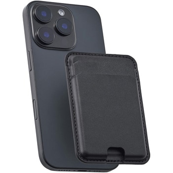 MagSafe カードケース iPhone用 2枚収納 レザー風 薄型 マグネット脱着 オープンポケット スマホカード入れ - エレコム