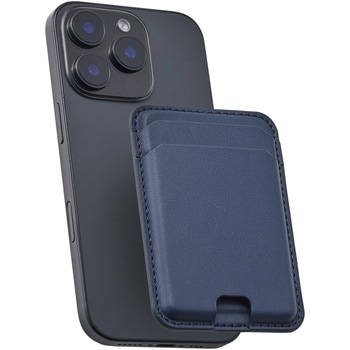 MagSafe カードケース iPhone用 2枚収納 レザー風 薄型 マグネット脱着 オープンポケット スマホカード入れ エレコム