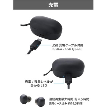 ワイヤレスイヤホン Bluetooth 5.2 超ミニサイズ 超軽量 小型充電ケース Type-C 約14.5時間再生 - エレコム