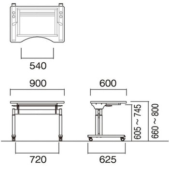 福祉・医療施設テーブル 車椅子用 900×600×660～800mm FIT-0960Qシリーズ ニシキ工業