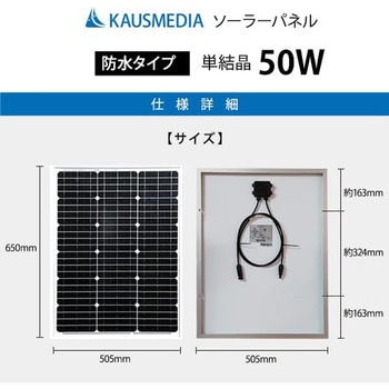 50Wソーラー 300Wインバータ 20Ahセット KAUSMEDIA