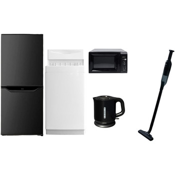 家電セット 寮 オフィス 事務所 新生活家電 5点セット (6kg洗濯機 106L冷蔵庫 電子レンジ 電気ケトル 軽量クリーナー) YAMAZEN(山善)