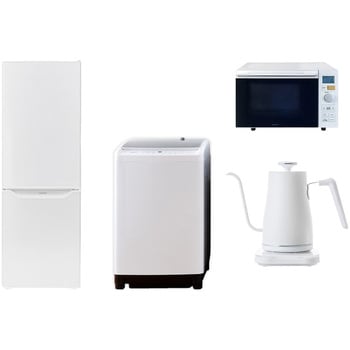 家電セット 寮 オフィス 事務所 新生活家電 4点セット (8kg洗濯機 173L冷蔵庫 オーブンレンジ 温調ケトル) YAMAZEN(山善)