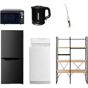 家電セット 寮 オフィス 事務所 新生活家電 6点セット (6kg洗濯機 106L冷蔵庫 オーブンレンジ 電気ケトル スティッククリーナー 家電収納ラック) - YAMAZEN(山善)