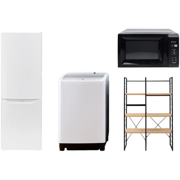 家電セット 寮 オフィス 事務所 新生活家電 4点セット (8kg洗濯機 173L冷蔵庫 電子レンジ 家電収納ラック) YAMAZEN(山善)