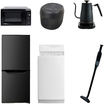 家電セット 寮 オフィス 事務所 新生活家電 6点セット (6kg洗濯機 106L冷蔵庫 電子レンジ 炊飯器 温調ケトル 軽量クリーナー) YAMAZEN(山善)