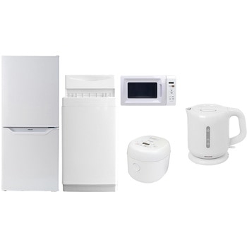 家電セット 寮 オフィス 事務所 新生活家電 5点セット (6kg洗濯機 106L冷蔵庫 電子レンジ 炊飯器 電気ケトル) YAMAZEN(山善)
