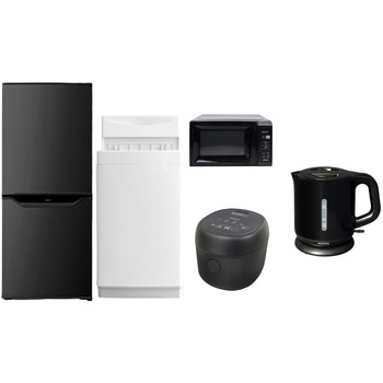 家電セット 寮 オフィス 事務所 新生活家電 5点セット (6kg洗濯機 106L冷蔵庫 電子レンジ 炊飯器 電気ケトル) YAMAZEN(山善)