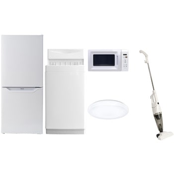 家電セット 寮 オフィス 事務所 新生活家電 5点セット (6kg洗濯機 106L冷蔵庫 電子レンジ シーリングライト スティッククリーナー) YAMAZEN(山善)