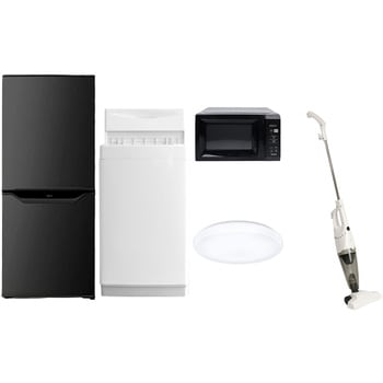 家電セット 寮 オフィス 事務所 新生活家電 5点セット (6kg洗濯機 106L冷蔵庫 電子レンジ シーリングライト スティッククリーナー) YAMAZEN(山善)