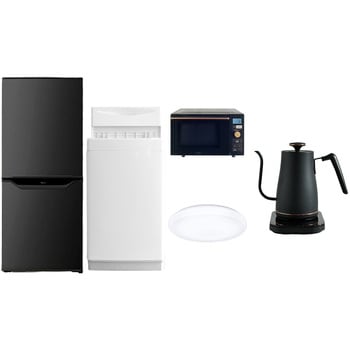 家電セット 寮 オフィス 事務所 新生活家電 5点セット (6kg洗濯機 106L冷蔵庫 オーブンレンジ シーリングライト 温調ケトル) YAMAZEN(山善)