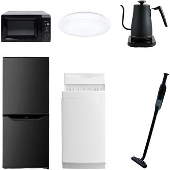 家電セット 寮 オフィス 事務所 新生活家電 6点セット (6kg洗濯機 106L冷蔵庫 電子レンジ シーリングライト 温調ケトル 軽量クリーナー) YAMAZEN(山善)