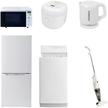 家電セット 寮 オフィス 事務所 新生活家電 6点セット (6kg洗濯機 106L冷蔵庫 オーブンレンジ 炊飯器 電気ケトル スティッククリーナー) YAMAZEN(山善)
