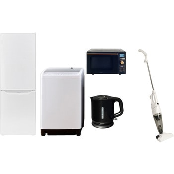 家電セット 寮 オフィス 事務所 新生活家電 5点セット (8kg洗濯機 173L冷蔵庫 オーブンレンジ 電気ケトル スティッククリーナー) - YAMAZEN(山善)
