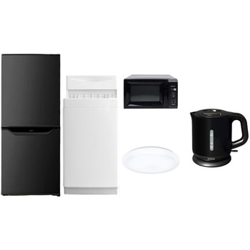 家電セット 寮 オフィス 事務所 新生活家電 5点セット (6kg洗濯機 106L冷蔵庫 電子レンジ シーリングライト 電気ケトル) YAMAZEN(山善)