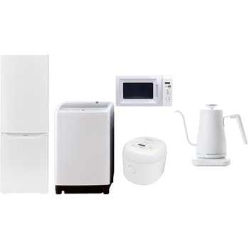 家電セット 寮 オフィス 事務所 新生活家電 5点セット (8kg洗濯機 173L冷蔵庫 電子レンジ 炊飯器 温調ケトル) YAMAZEN(山善)