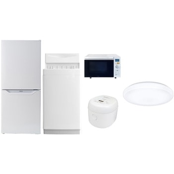 家電セット 寮 オフィス 事務所 新生活家電 5点セット (6kg洗濯機 106L冷蔵庫 オーブンレンジ 炊飯器 シーリングライト) YAMAZEN(山善)