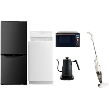 家電セット 寮 オフィス 事務所 新生活家電 5点セット (6kg洗濯機 106L冷蔵庫 オーブンレンジ 温調ケトル スティッククリーナー) YAMAZEN(山善)