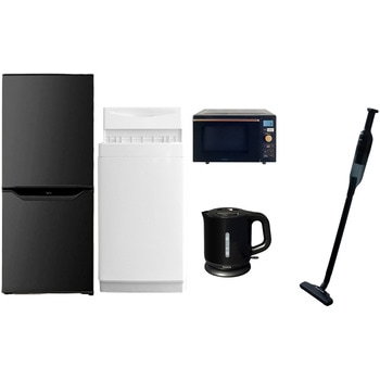 家電セット 寮 オフィス 事務所 新生活家電 5点セット (6kg洗濯機 106L冷蔵庫 オーブンレンジ 電気ケトル 軽量クリーナー) - YAMAZEN(山善)