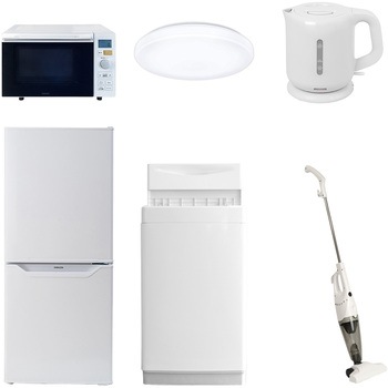 家電セット 寮 オフィス 事務所 新生活家電 6点セット (6kg洗濯機 106L冷蔵庫 オーブンレンジ シーリングライト 電気ケトル スティッククリーナー) - YAMAZEN(山善)