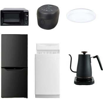 家電セット 寮 オフィス 事務所 新生活家電 6点セット (6kg洗濯機 106L冷蔵庫 電子レンジ 炊飯器 シーリングライト 温調ケトル) YAMAZEN(山善)