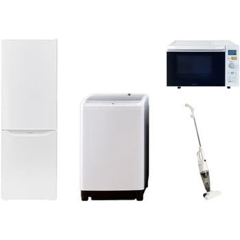 家電セット 寮 オフィス 事務所 新生活家電 4点セット (8kg洗濯機 173L冷蔵庫 オーブンレンジ スティッククリーナー) YAMAZEN(山善)