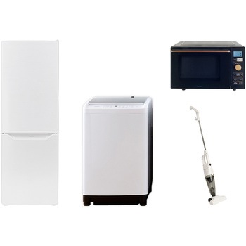 家電セット 寮 オフィス 事務所 新生活家電 4点セット (8kg洗濯機 173L冷蔵庫 オーブンレンジ スティッククリーナー) YAMAZEN(山善)