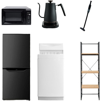 106L6/81ZSS6テンB 家電セット 寮 オフィス 事務所 新生活家電 6点セット (6kg洗濯機 106L冷蔵庫 電子レンジ 温調ケトル 軽量クリーナー 家電収納ラック) YAMAZEN(山善) 64605995