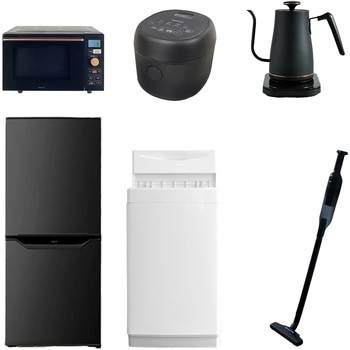 家電セット 寮 オフィス 事務所 新生活家電 6点セット (6kg洗濯機 106L冷蔵庫 オーブンレンジ 炊飯器 温調ケトル 軽量クリーナー) YAMAZEN(山善)