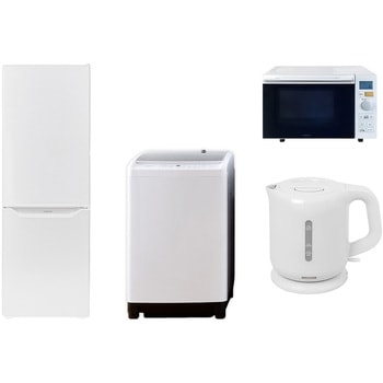 家電セット 寮 オフィス 事務所 新生活家電 4点セット (8kg洗濯機 173L冷蔵庫 オーブンレンジ 電気ケトル) YAMAZEN(山善)