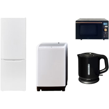 家電セット 寮 オフィス 事務所 新生活家電 4点セット (8kg洗濯機 173L冷蔵庫 オーブンレンジ 電気ケトル) YAMAZEN(山善)