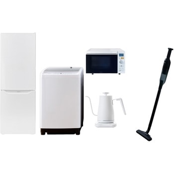 家電セット 寮 オフィス 事務所 新生活家電 5点セット (8kg洗濯機 173L冷蔵庫 オーブンレンジ 温調ケトル 軽量クリーナー) YAMAZEN(山善)