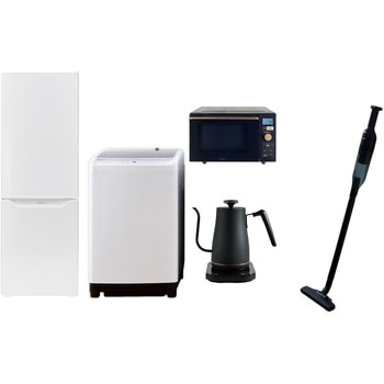 家電セット 寮 オフィス 事務所 新生活家電 5点セット (8kg洗濯機 173L冷蔵庫 オーブンレンジ 温調ケトル 軽量クリーナー) YAMAZEN(山善)