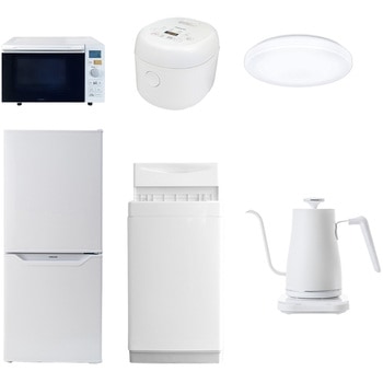 家電セット 寮 オフィス 事務所 新生活家電 6点セット (6kg洗濯機 106L冷蔵庫 オーブンレンジ 炊飯器 シーリングライト 温調ケトル) YAMAZEN(山善)