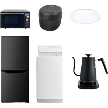 家電セット 寮 オフィス 事務所 新生活家電 6点セット (6kg洗濯機 106L冷蔵庫 オーブンレンジ 炊飯器 シーリングライト 温調ケトル) YAMAZEN(山善)