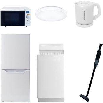家電セット 寮 オフィス 事務所 新生活家電 6点セット (6kg洗濯機 106L冷蔵庫 オーブンレンジ シーリングライト 電気ケトル 軽量クリーナー) YAMAZEN(山善)