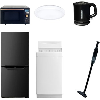 家電セット 寮 オフィス 事務所 新生活家電 6点セット (6kg洗濯機 106L冷蔵庫 オーブンレンジ シーリングライト 電気ケトル 軽量クリーナー) YAMAZEN(山善)