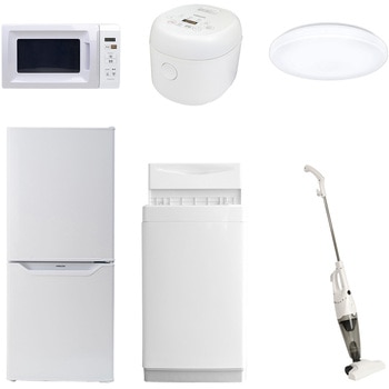 家電セット 寮 オフィス 事務所 新生活家電 6点セット (6kg洗濯機 106L冷蔵庫 電子レンジ 炊飯器 シーリングライト スティッククリーナー) YAMAZEN(山善)