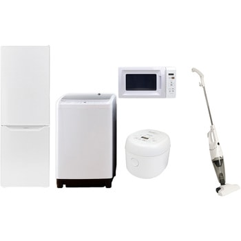 家電セット 寮 オフィス 事務所 新生活家電 5点セット (8kg洗濯機 173L冷蔵庫 電子レンジ 炊飯器 スティッククリーナー) - YAMAZEN(山善)
