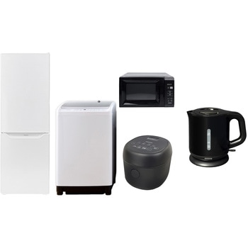 家電セット 寮 オフィス 事務所 新生活家電 5点セット (8kg洗濯機 173L冷蔵庫 電子レンジ 炊飯器 電気ケトル) - YAMAZEN(山善)